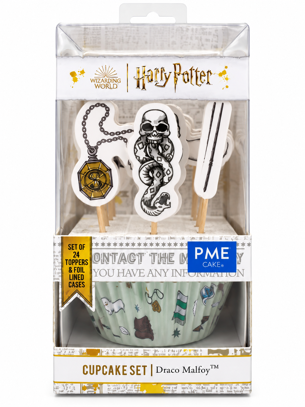 PME Harry Potter Cupcake szett – Draco Malfoy kiadás (24 db kapszli és 24 db pálcikás dísz)