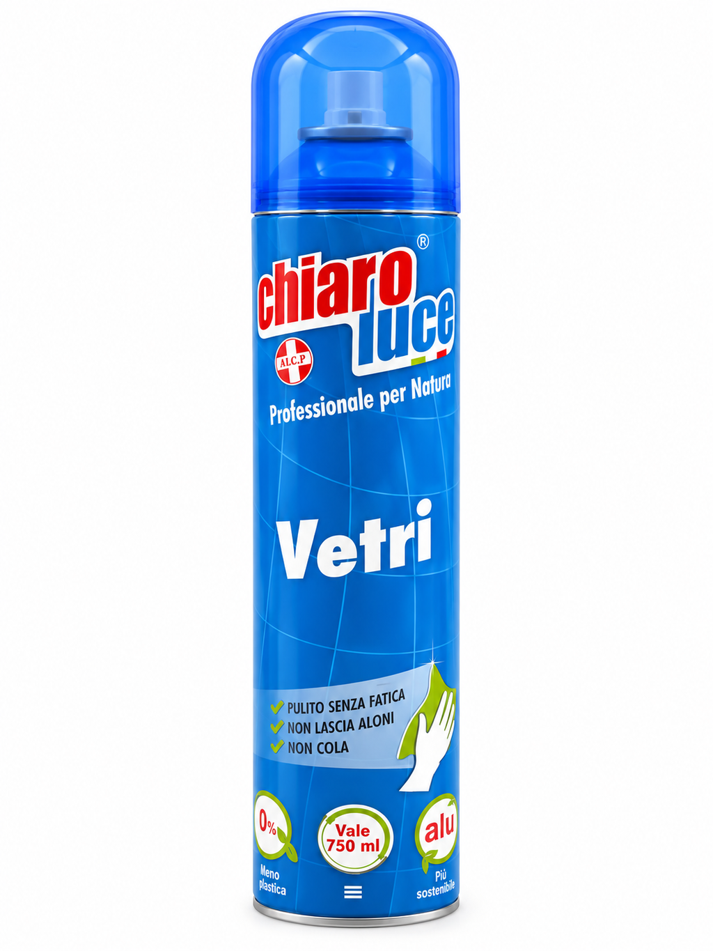 Chiaro Luce Vetri – Zsíroldó és ablaktisztító aeroszol (300 ml / 750 ml-nek megfelelő kiadósság)