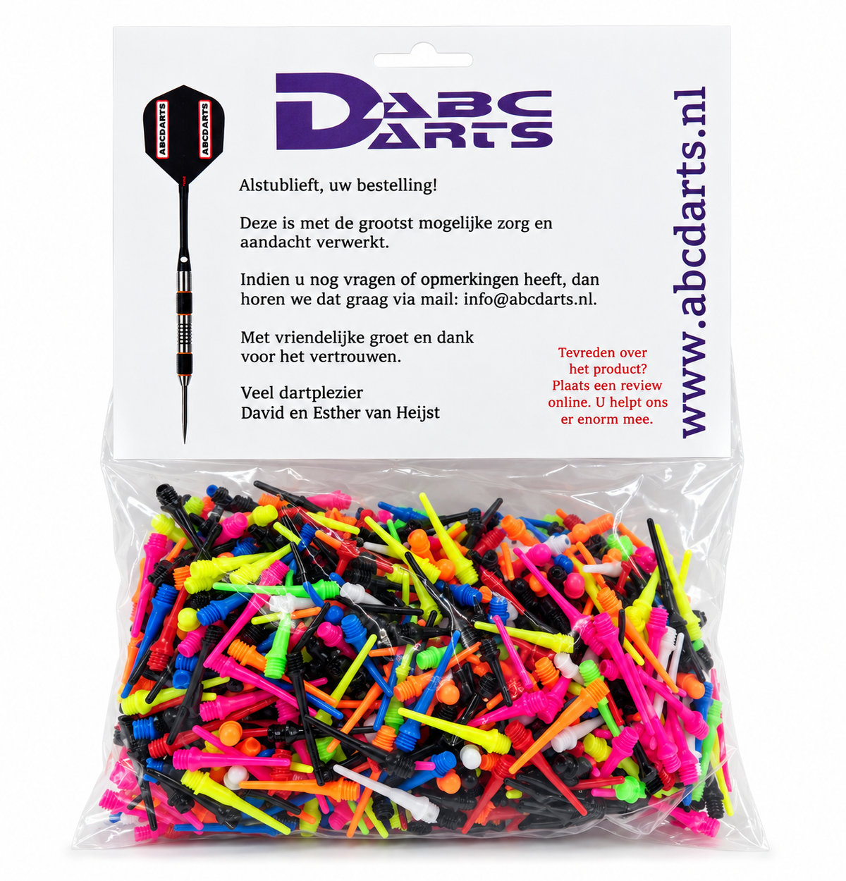 ABC Darts Softtip Műanyag Darts Hegy Készlet, 26 mm, Vegyes Színek, 1000 db