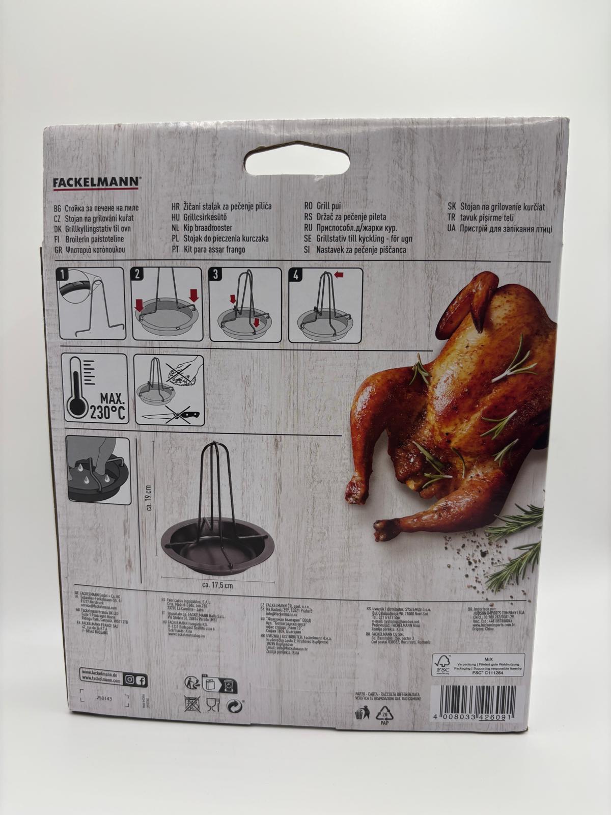 Fackelmann tapadásmentes csirkesütő állvány tálcával (17 cm / 19 cm)