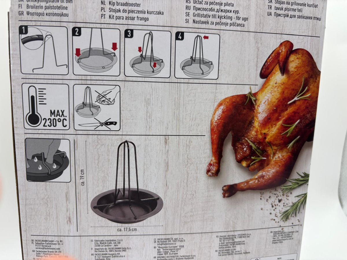 Fackelmann tapadásmentes csirkesütő állvány tálcával (17 cm / 19 cm)