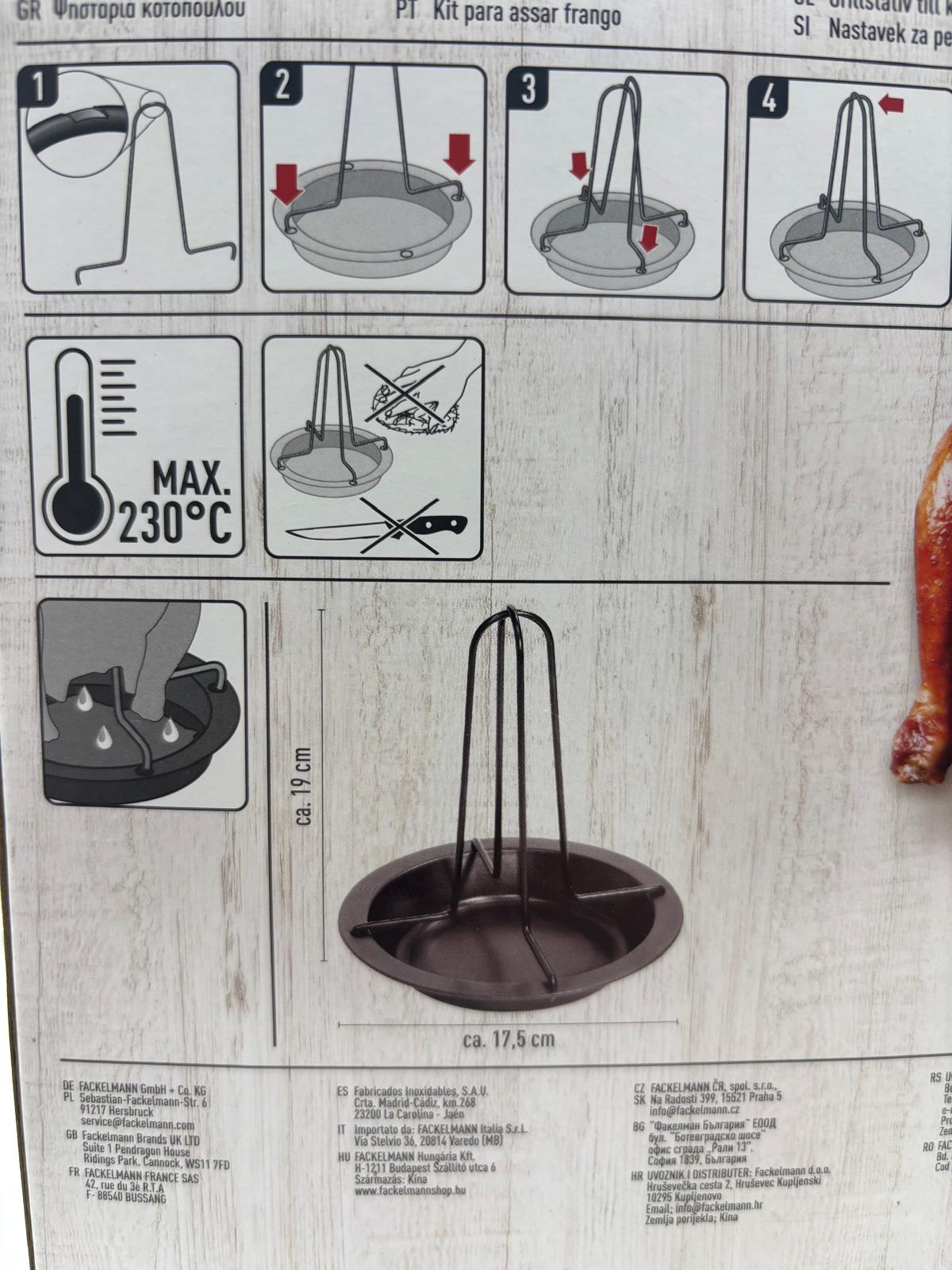 Fackelmann tapadásmentes csirkesütő állvány tálcával (17 cm / 19 cm)