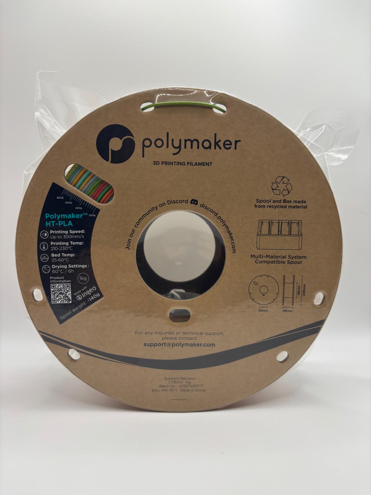 Polymaker HT-PLA 3D Nyomtatószál (Filament), 1.75 mm, 1 kg – Gradient Rainbow (Színátmenetes Szivárvány)