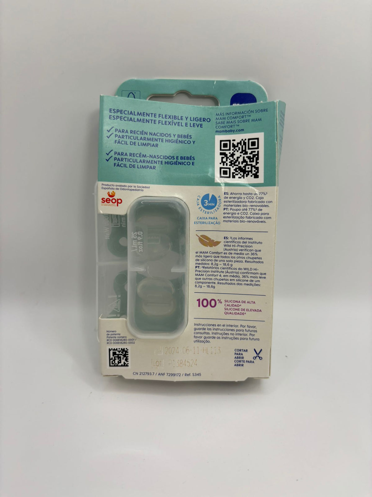 MAM Comfort szilikon cumi szett 3–12 hónapos korig, sterilizáló dobozzal (2 db)