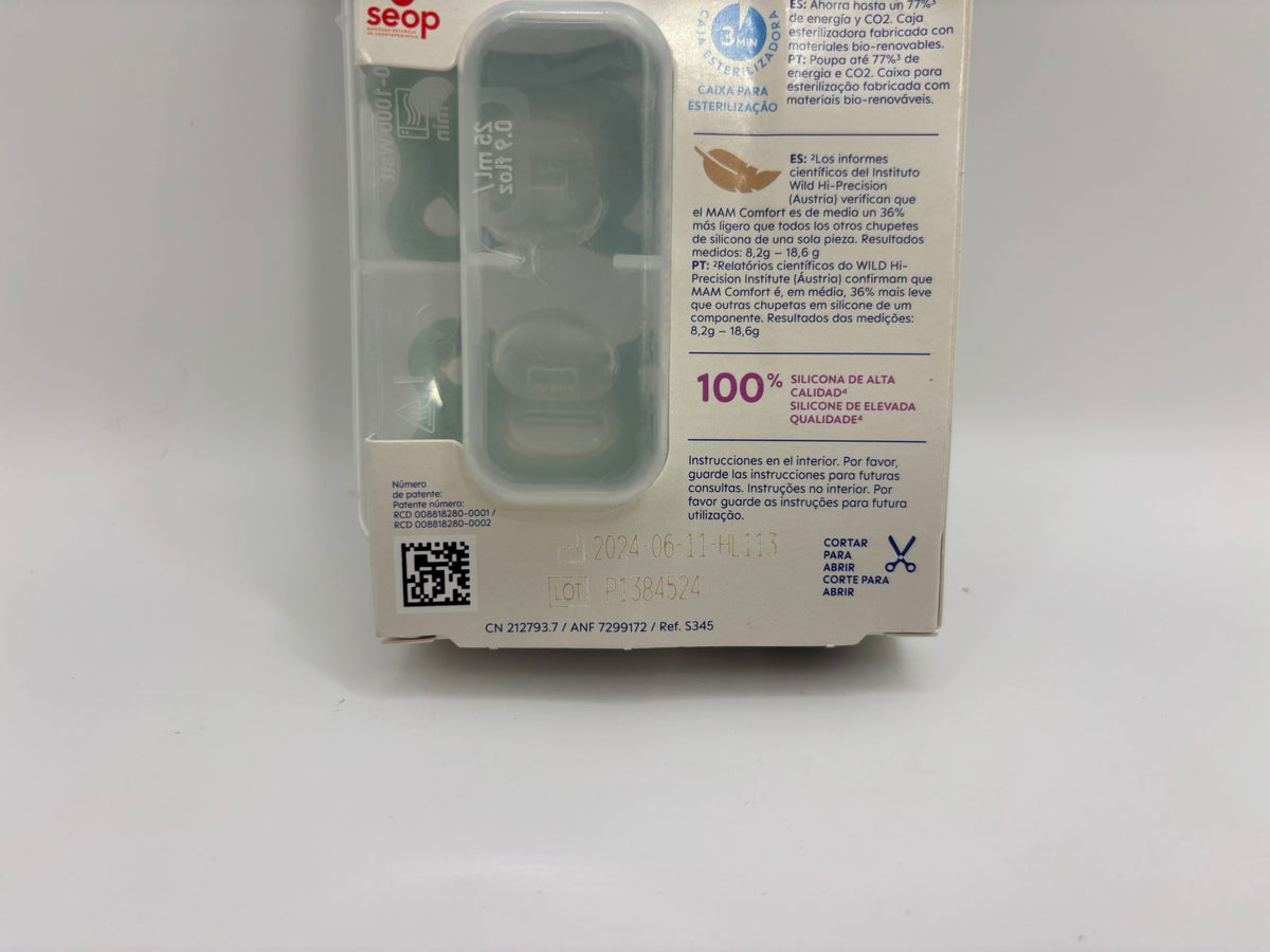 MAM Comfort szilikon cumi szett 3–12 hónapos korig, sterilizáló dobozzal (2 db)