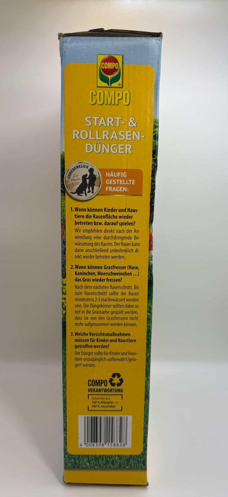 COMPO Start- & Rollrasendünger – Gyeptáp újrafüvesítéshez és gyepszőnyeghez (1,5 kg)