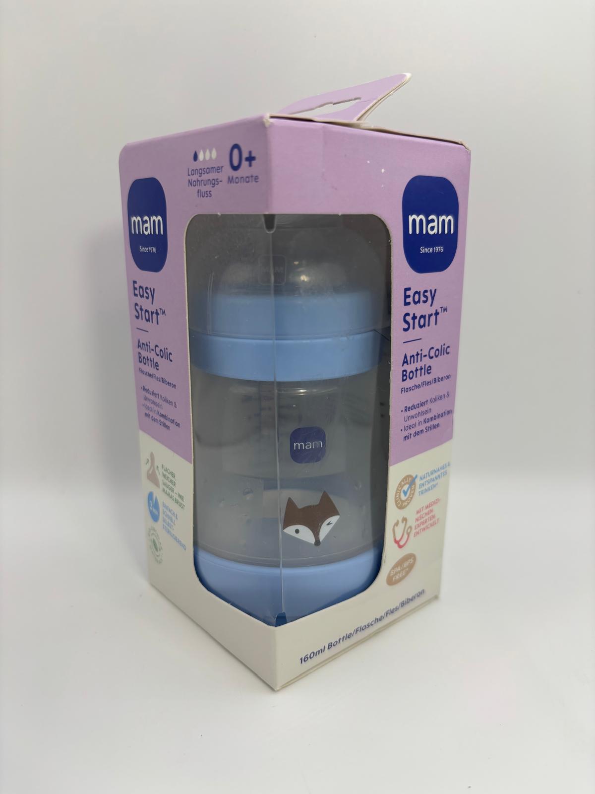 MAM Easy Start Anti-Colic cumisüveg 160 ml – Kék / Rókás minta (0+ hó)