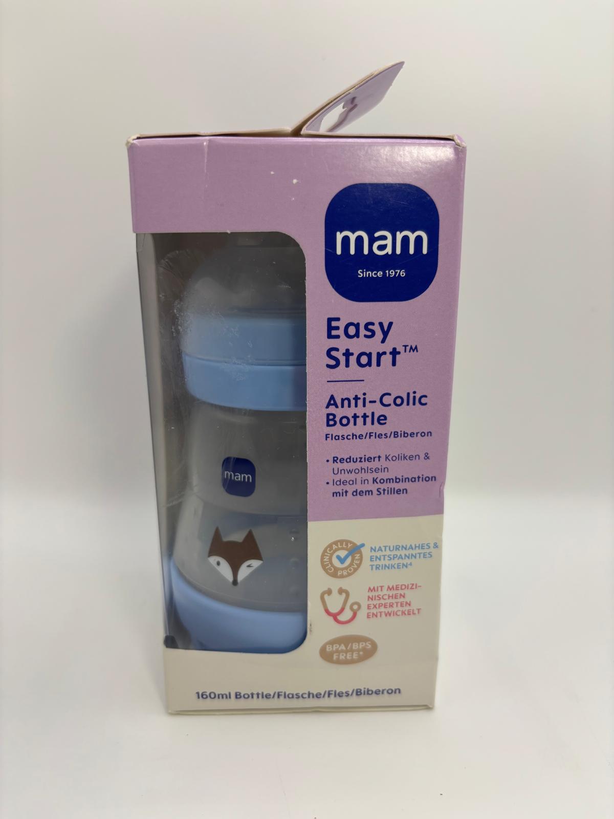 MAM Easy Start Anti-Colic cumisüveg 160 ml – Kék / Rókás minta (0+ hó)