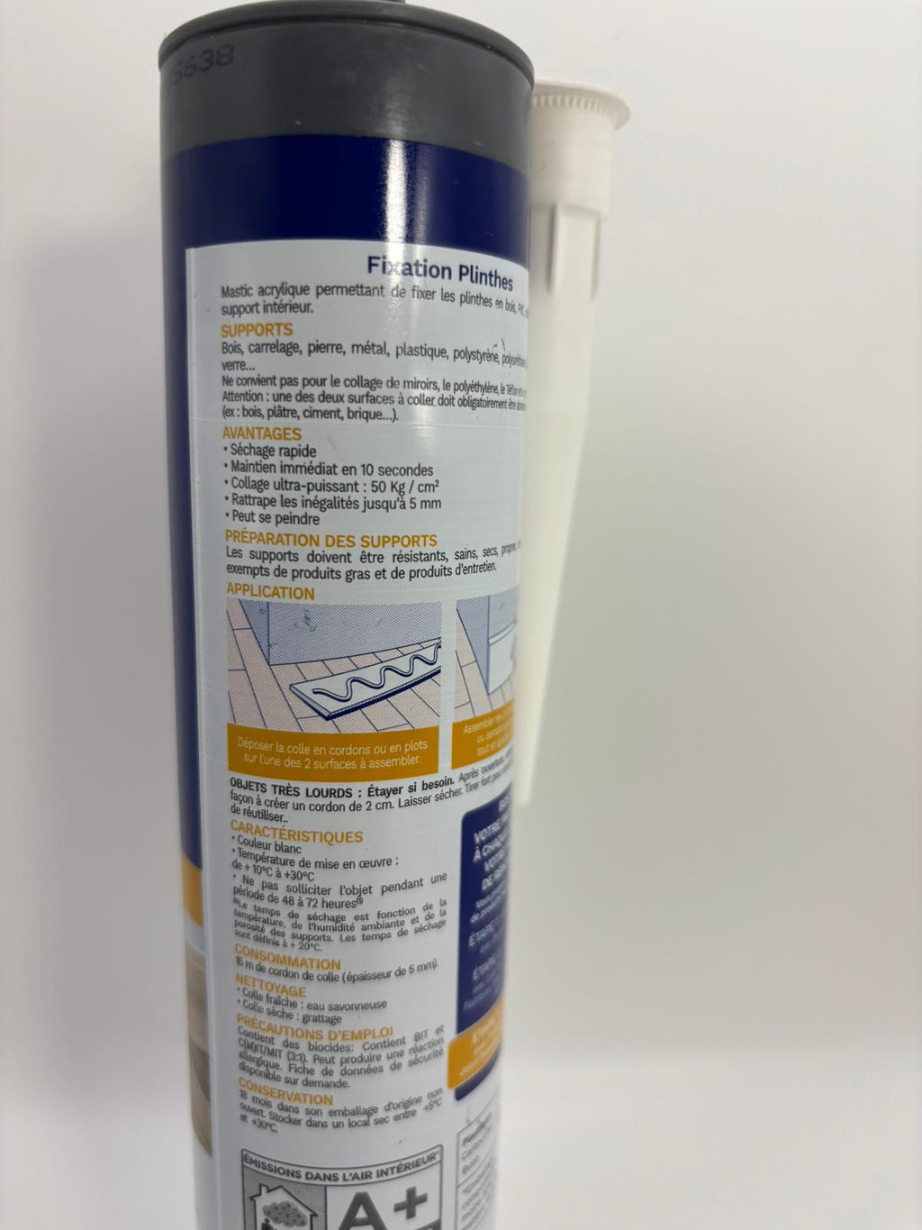 Bostik Fixation Plinthes beltéri szegélyléc ragasztó – 310 ml, fehér