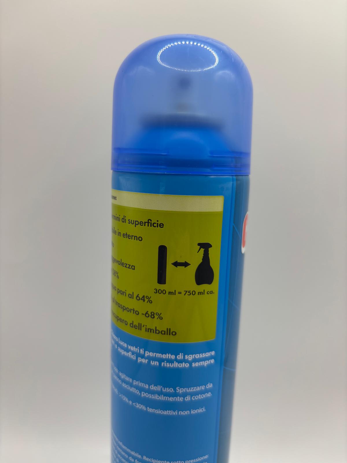 Chiaro Luce Vetri – Zsíroldó és ablaktisztító aeroszol (300 ml / 750 ml-nek megfelelő kiadósság)
