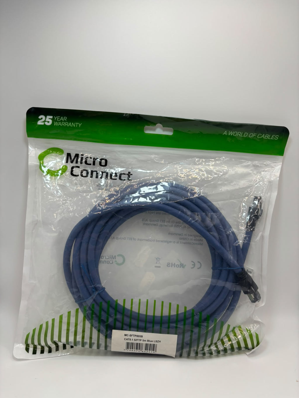 MicroConnect CAT8.1 S/FTP hálózati patch kábel, kék, 5 m (MC-SFTP805B)