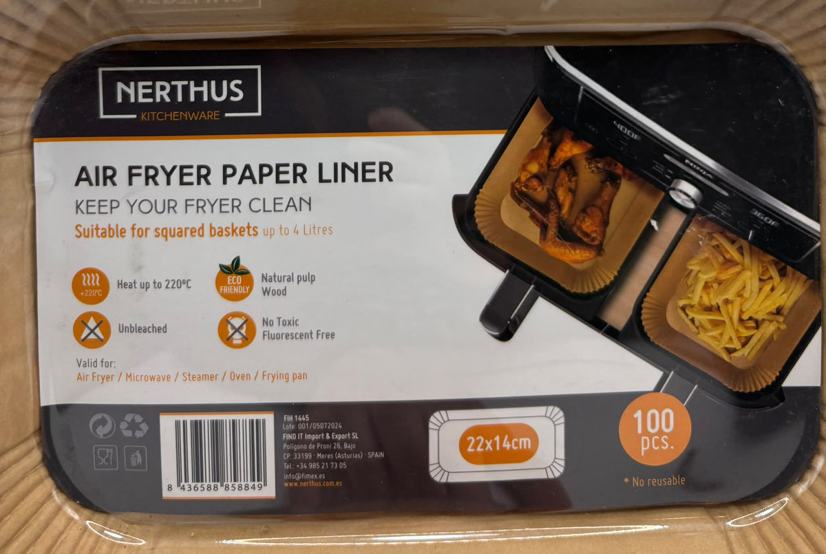 Nerthus sütőpapír betét forrólevegős sütőhöz 22 × 14 cm, 100 db (FIH 1445)