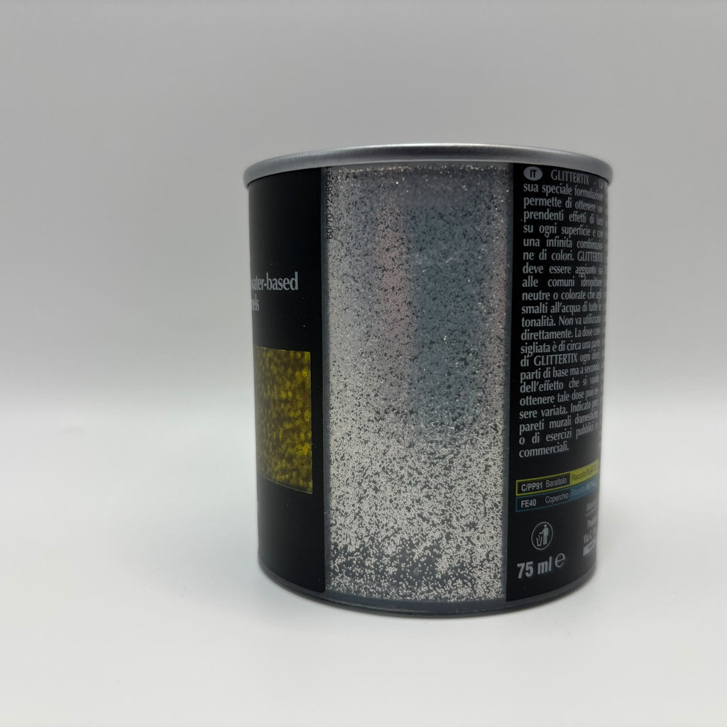 TIXE Glittertix Dekorációs Csillám Adalékanyag Vizesbázisú Festékekhez, Ezüst (Argento), 75 ml