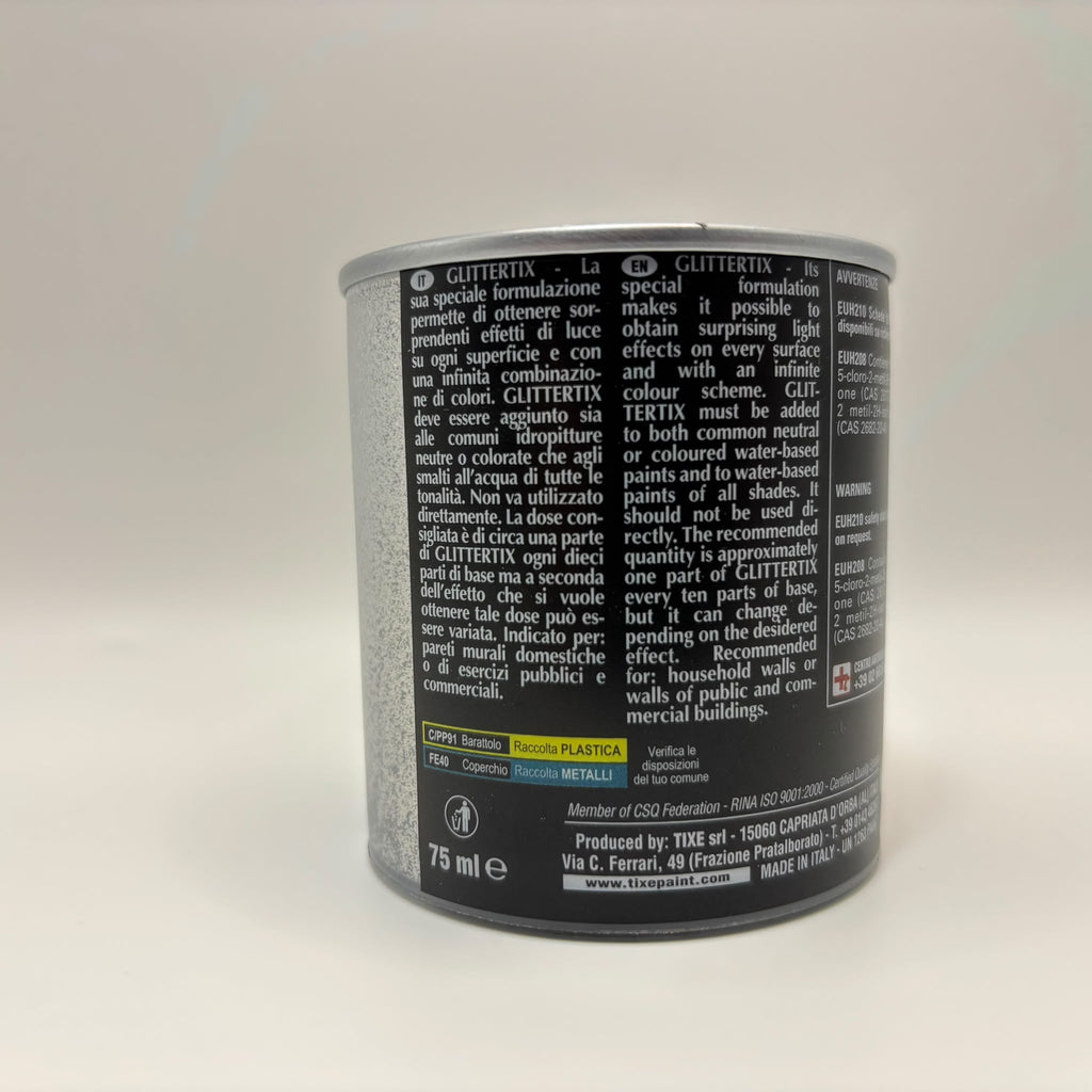 TIXE Glittertix Dekorációs Csillám Adalékanyag Vizesbázisú Festékekhez, Ezüst (Argento), 75 ml