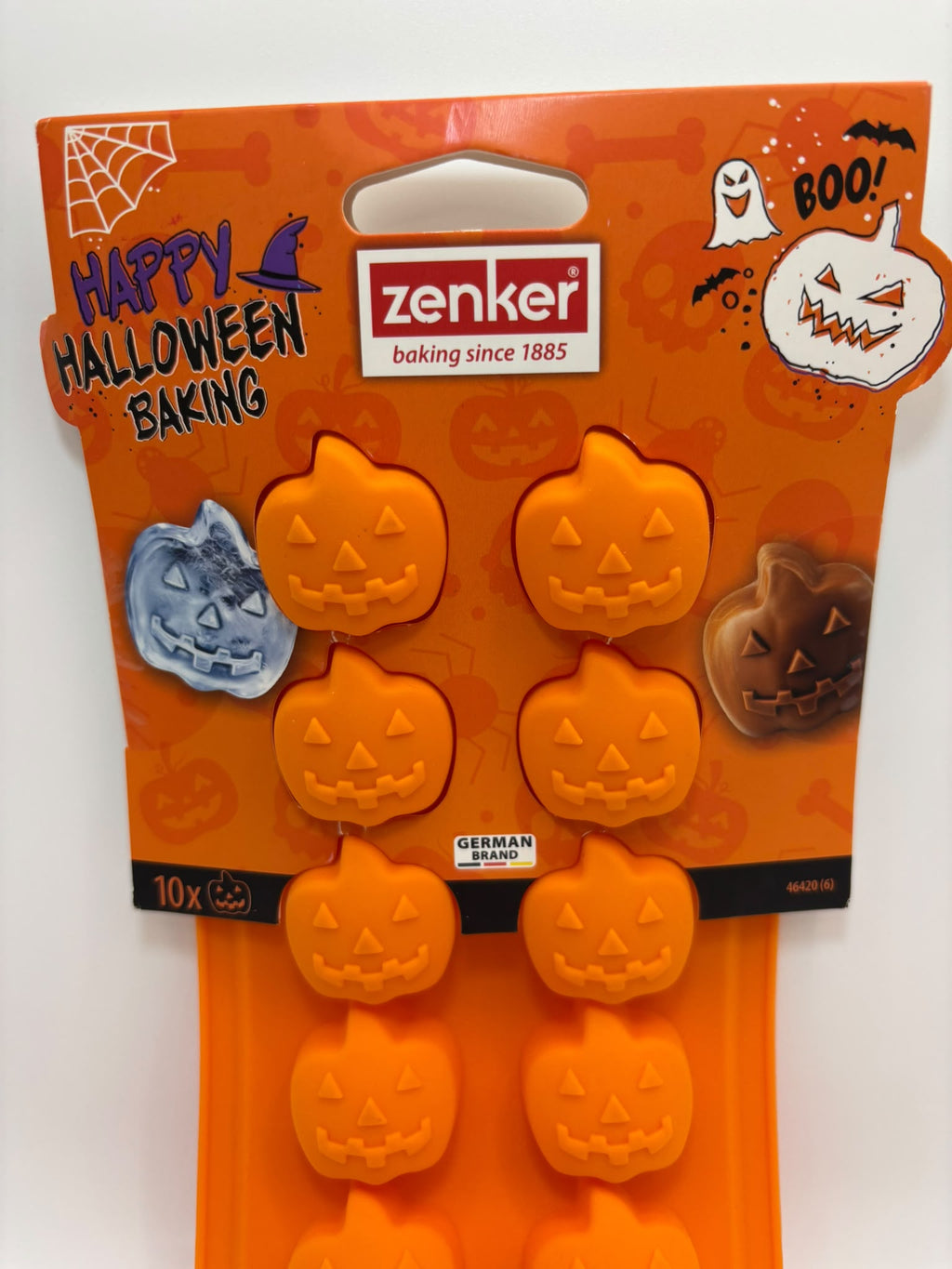 Zenker Halloween tök alakú szilikon praliné- és jégkocka készítő forma, 10 adagos