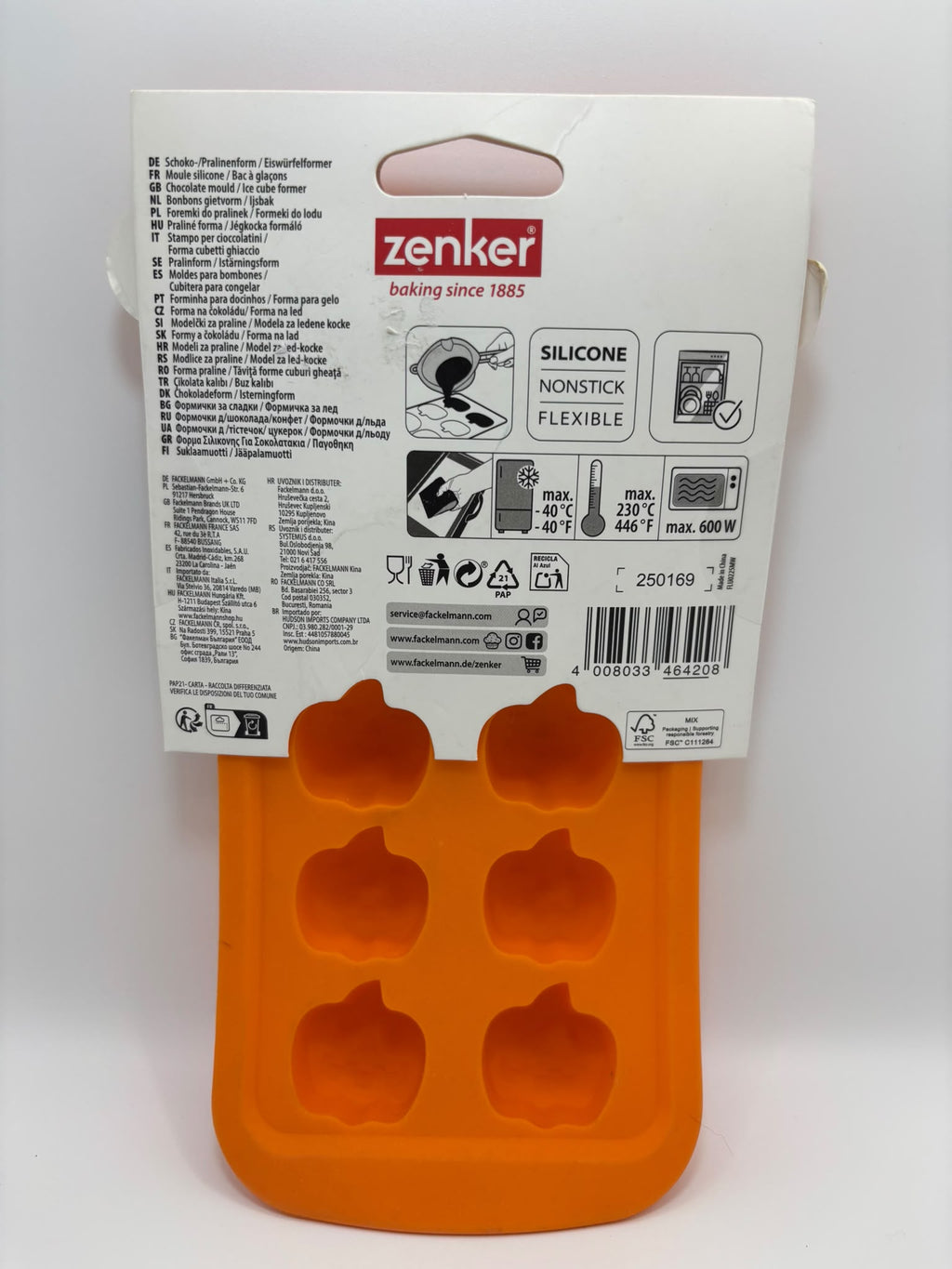 Zenker Halloween tök alakú szilikon praliné- és jégkocka készítő forma, 10 adagos