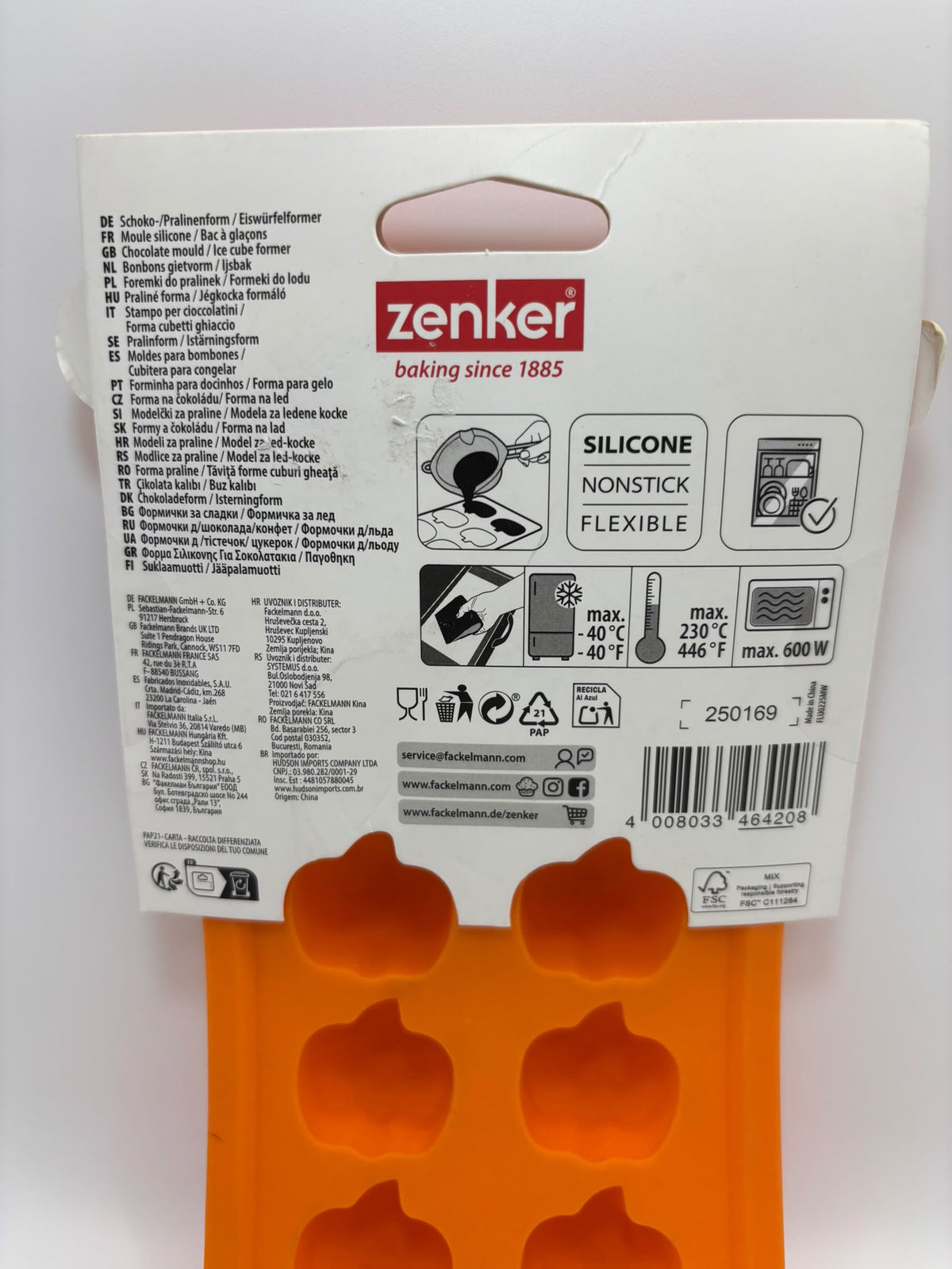 Zenker Halloween tök alakú szilikon praliné- és jégkocka készítő forma, 10 adagos