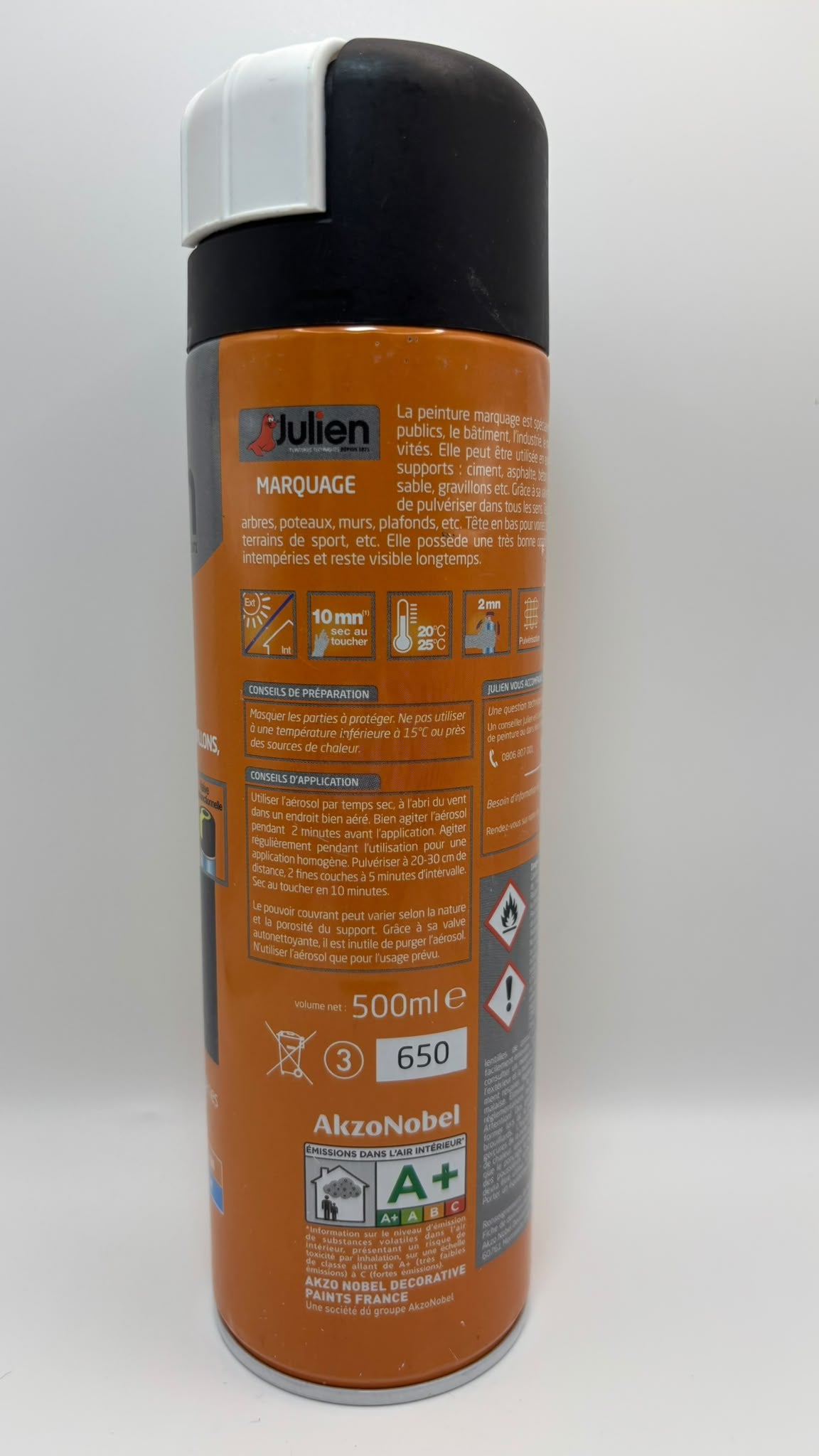 Julien Peinture Marquage jelölőfesték spray – Matt fehér, 500 ml