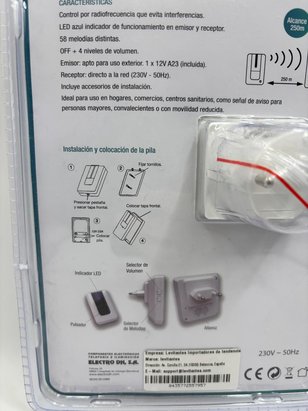 Electro DH vezeték nélküli digitális csengő – 58 dallam, 250 m