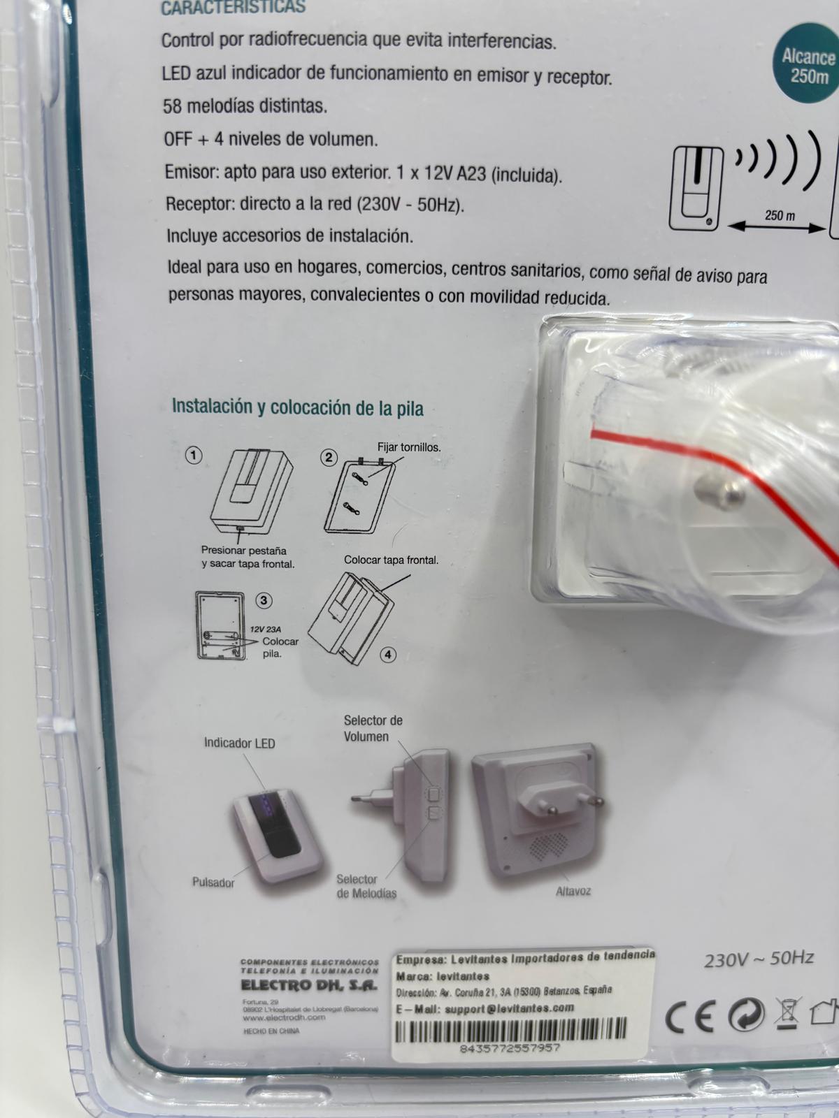 Electro DH vezeték nélküli digitális csengő – 58 dallam, 250 m