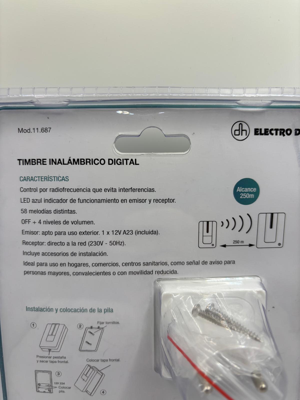 Electro DH vezeték nélküli digitális csengő – 58 dallam, 250 m