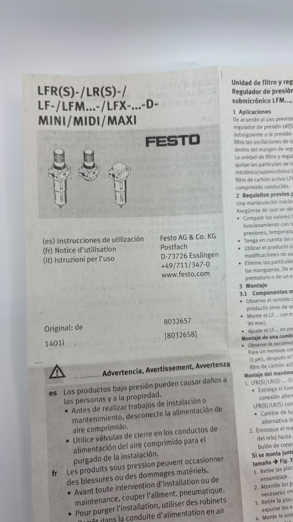 Festo LFRS-1-D-O-DI-MAXI szűrő-szabályozó egység (194829)