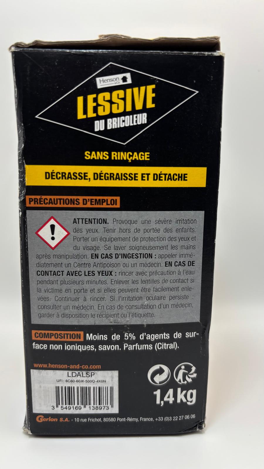 Henson & Co Lessive du Bricoleur Felülettisztító és Zsírtalanító Por 1,4 kg