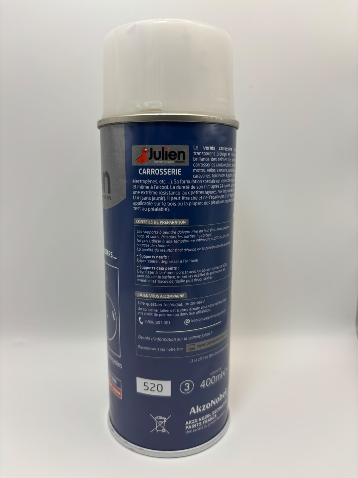 Julien karosszérialakk spray – oldalnézet