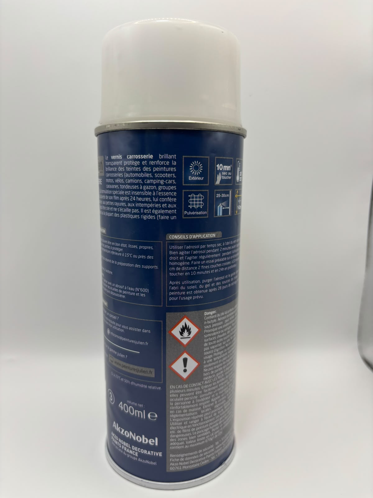Julien karosszérialakk spray – hátoldal